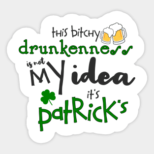 St Patrick's Day Irish Funny Alcohol Beer Drinking Party Sticker